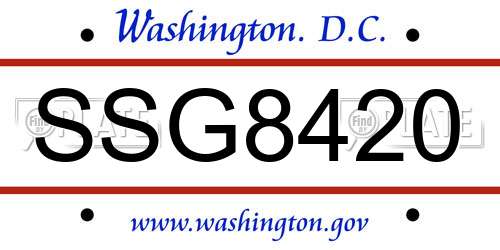 SSG8420 District Of Columbia License Plate