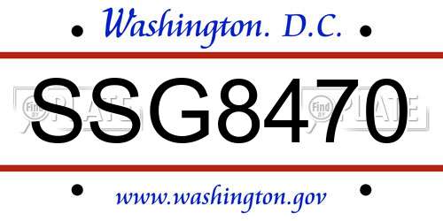 SSG8470 District Of Columbia License Plate