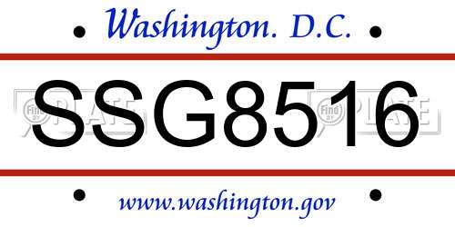SSG8516 District Of Columbia License Plate