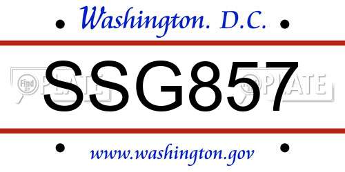 SSG857 District Of Columbia License Plate