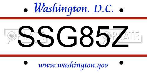 SSG85Z District Of Columbia License Plate