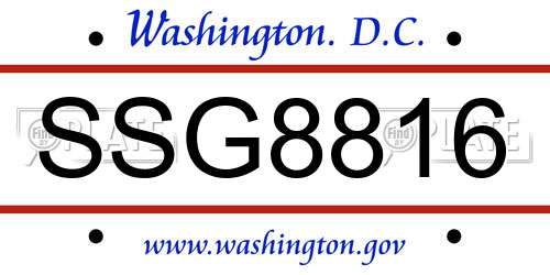 SSG8816 District Of Columbia License Plate