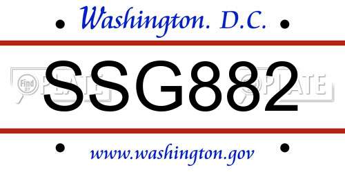 SSG882 District Of Columbia License Plate