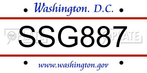 SSG887 District Of Columbia License Plate