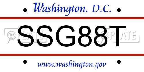 SSG88T District Of Columbia License Plate