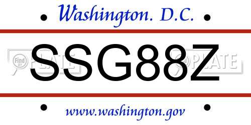 SSG88Z District Of Columbia License Plate