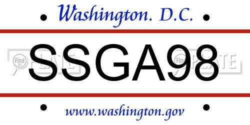 SSGA98 District Of Columbia License Plate