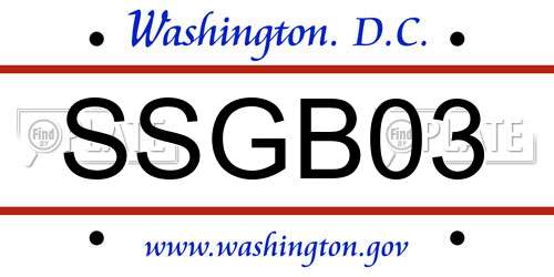 SSGB03 District Of Columbia License Plate