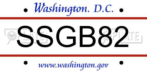 SSGB82 District Of Columbia License Plate