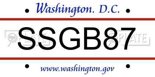 SSGB87 District Of Columbia License Plate