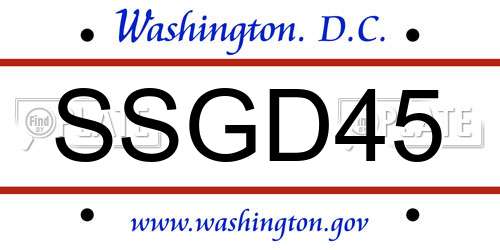 SSGD45 District Of Columbia License Plate