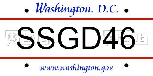 SSGD46 District Of Columbia License Plate