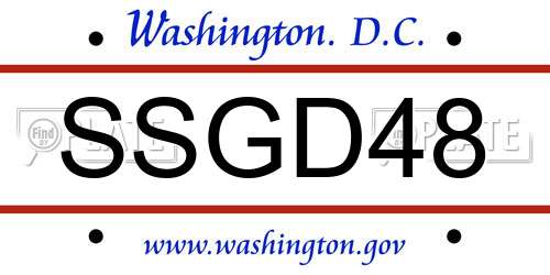 SSGD48 District Of Columbia License Plate