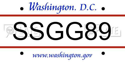 SSGG89 District Of Columbia License Plate