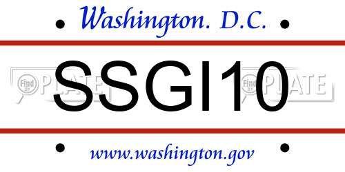SSGI10 District Of Columbia License Plate