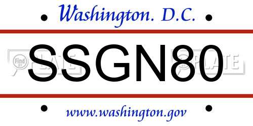 SSGN80 District Of Columbia License Plate