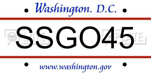 SSGO45 District Of Columbia License Plate