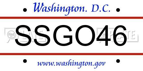 SSGO46 District Of Columbia License Plate