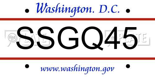 SSGQ45 District Of Columbia License Plate