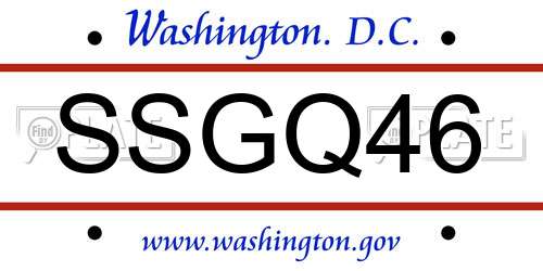 SSGQ46 District Of Columbia License Plate