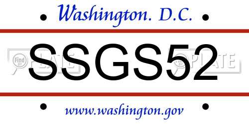 SSGS52 District Of Columbia License Plate