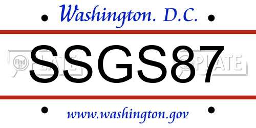 SSGS87 District Of Columbia License Plate