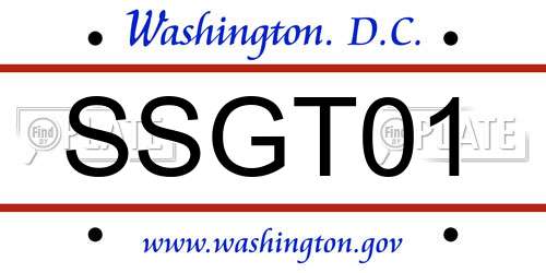 SSGT01 District Of Columbia License Plate