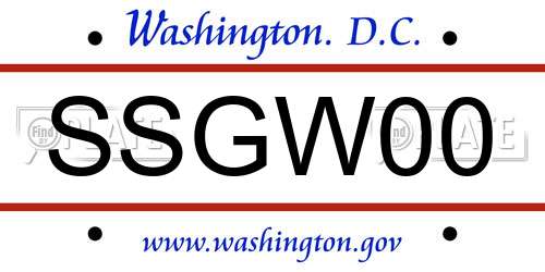 SSGW00 District Of Columbia License Plate