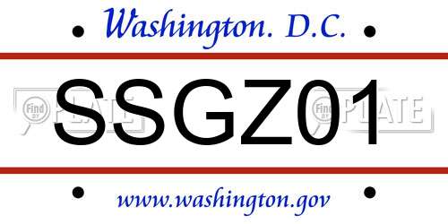 SSGZ01 District Of Columbia License Plate