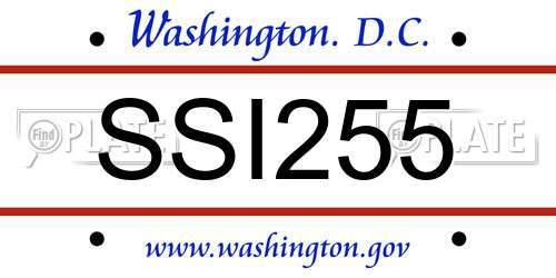 SSI255 District Of Columbia License Plate