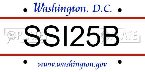 SSI25B District Of Columbia License Plate