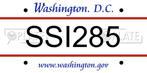 SSI285 District Of Columbia License Plate