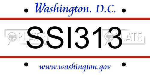 SSI313 District Of Columbia License Plate
