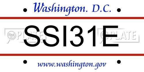 SSI31E District Of Columbia License Plate