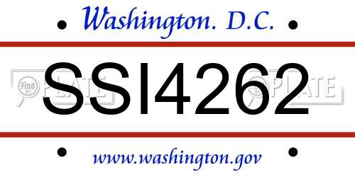 SSI4262 District Of Columbia License Plate