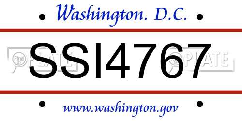 SSI4767 District Of Columbia License Plate