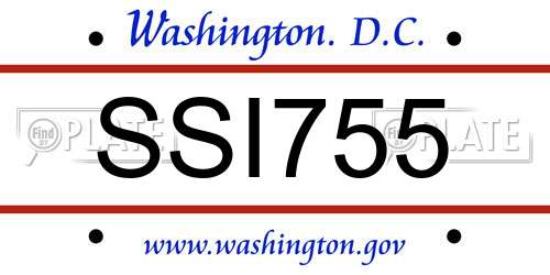 SSI755 District Of Columbia License Plate