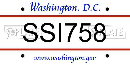 SSI758 District Of Columbia License Plate