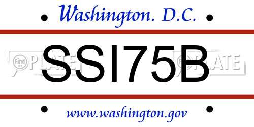 SSI75B District Of Columbia License Plate