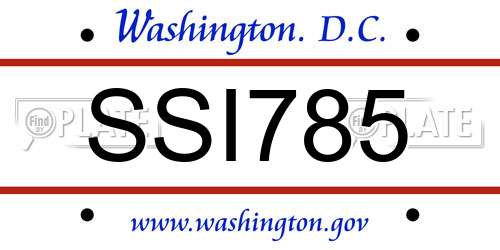 SSI785 District Of Columbia License Plate