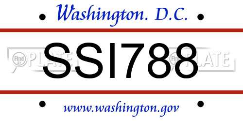 SSI788 District Of Columbia License Plate