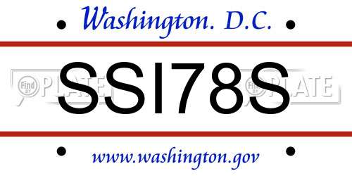 SSI78S District Of Columbia License Plate