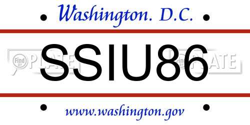 SSIU86 District Of Columbia License Plate
