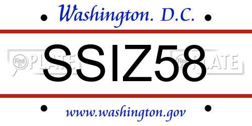 SSIZ58 District Of Columbia License Plate