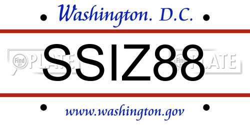 SSIZ88 District Of Columbia License Plate