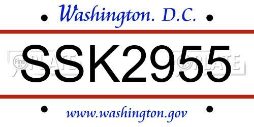 SSK2955 District Of Columbia License Plate
