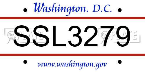 SSL3279 District Of Columbia License Plate