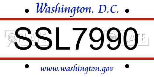 SSL7990 District Of Columbia License Plate