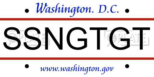 SSNGTGT District Of Columbia License Plate