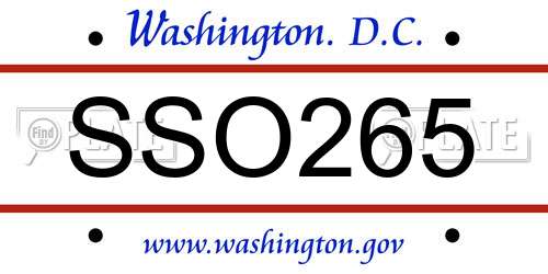 SSO265 District Of Columbia License Plate